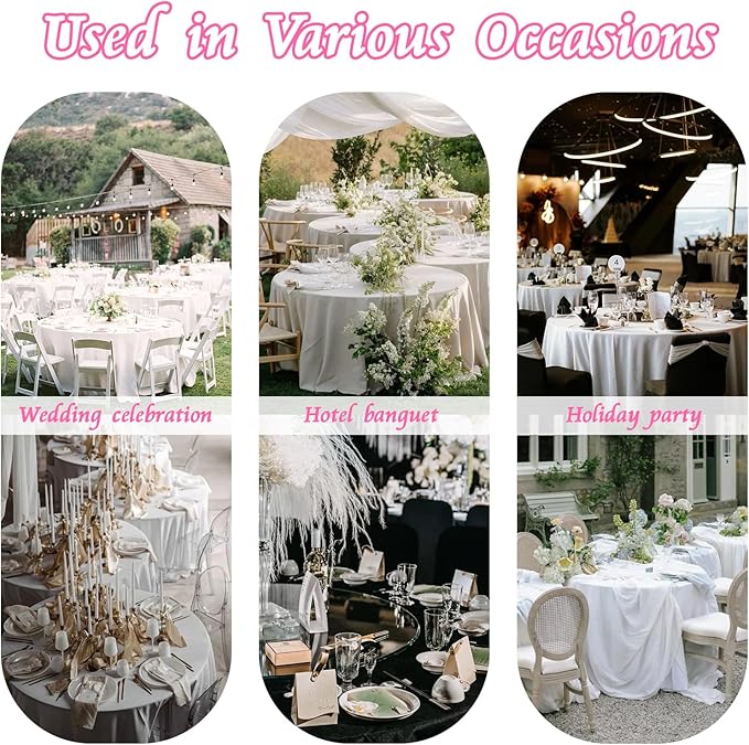 KKJIAF 1 Pack 60 Inch / 5ft Round Table Cloth, Light Pink Overlay Round Satin Table Cover, Silky Satin Dining Tablecloths for Wedding Buffet Parties Banquet Decoration