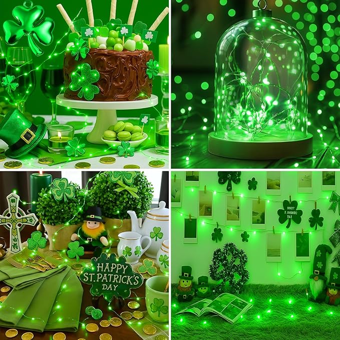 6 Pack Fairy Lights Battery Operated - 7ft 20 Led Twinkle Lights 3 Modes, Bulk Mini String Lights Waterproof for Mason Jars Vases DIY Party Wedding Decoration Christmas - Green