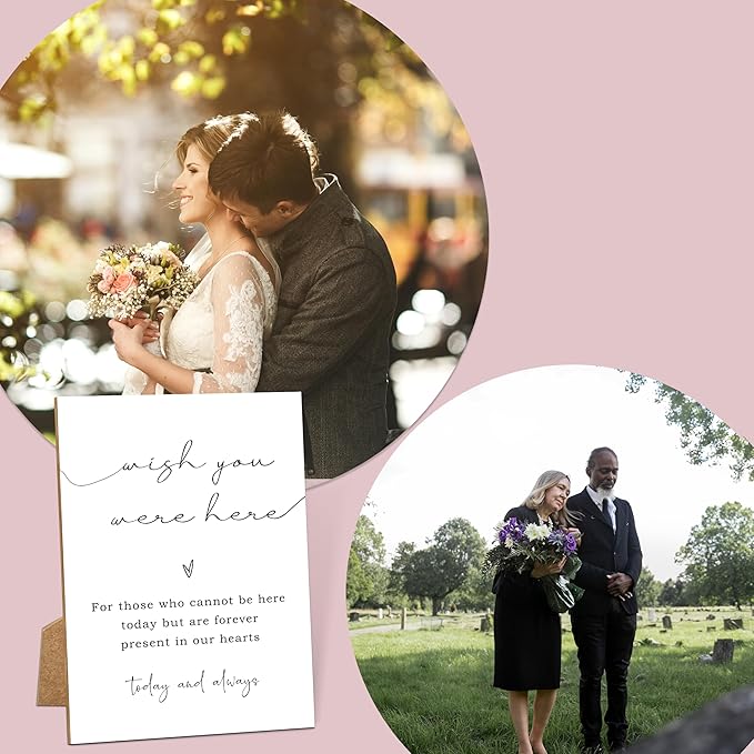 Wish You Were Here, Wedding Memorial Sign, 8x11 White Minimalist Style Memorial Table Sign for Wedding, Wedding Decorations, Wedding Table Decor, Memorial Gifts For Loss of Loved One -1