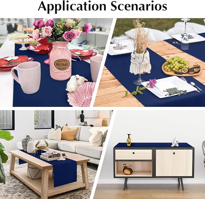 2 Pack Navy Blue Table Runner 12 x 60 Inch Solid Color Farmhouse Runners Coffee Table Dresser for Daily Party Home Decoration