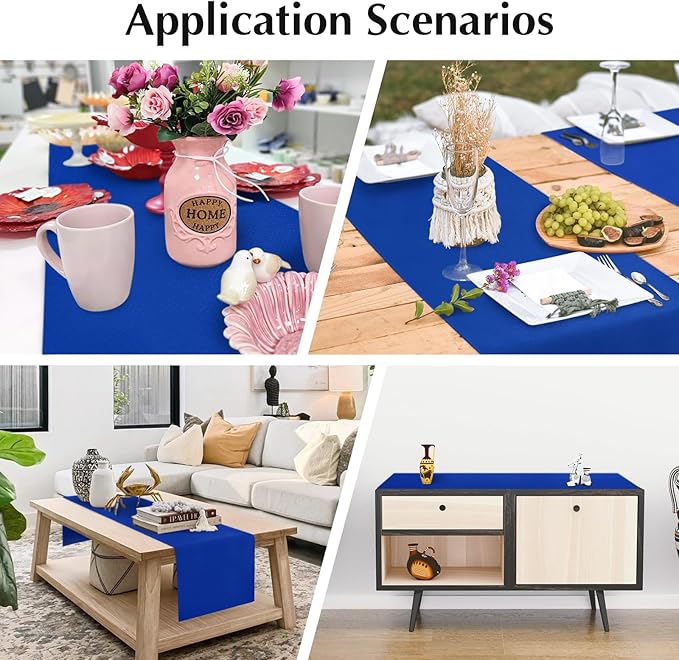 2 Pack Blue Long Table Runner 12 x 108 Inch Solid Color Farmhouse Runners Coffee Table Dresser for Daily Party Home Decoration