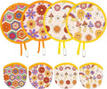 4 Styles Retro Hippie Round Foldable Hand Fan Japanese Foldable Fan Style Handheld Compact Cooling Fans,Round Folding Fan for Outdoor Games,Xmas Decoration,Festival,Party Favors,Travel,Events