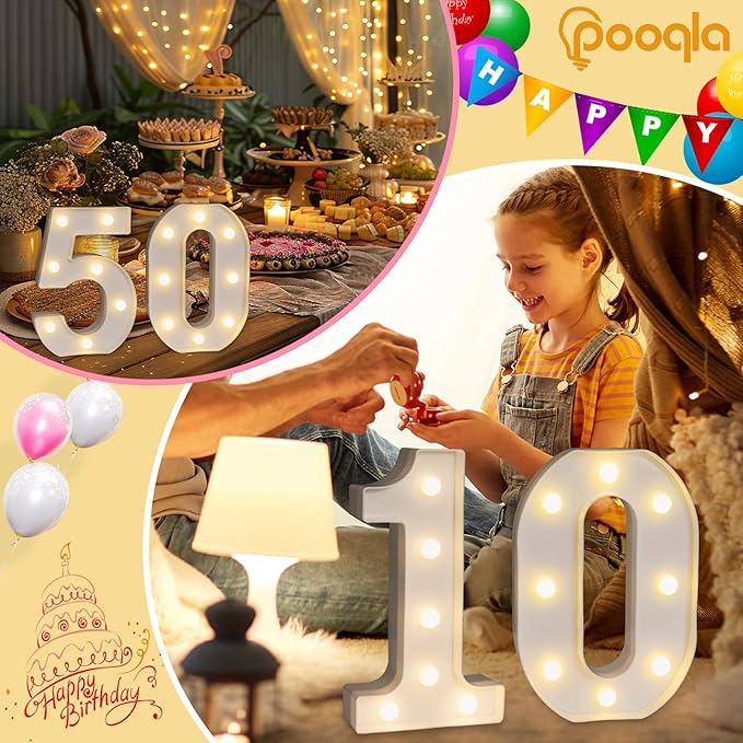 Pooqla 25th Birthday Decorations for Her Him, Light Up Number 25 for Party Table Decorations, 25th Birthday Gift for Women Men, Backdrop Wall Decor for 25th Wedding Anniversary Decoration