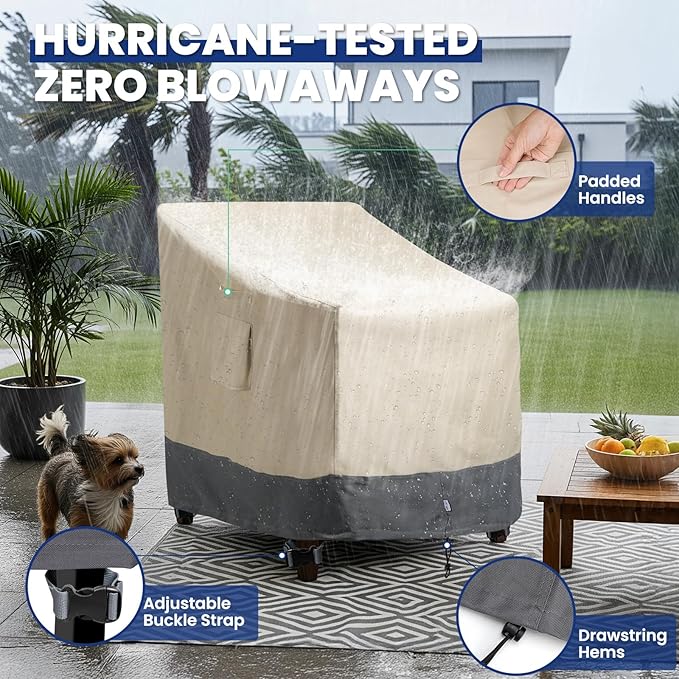 Extra Heavy Duty Patio Chair Covers Waterproof, 2 Pack Patio Furniture Covers for Outdoor Swivel/ Rocking Chair/ Adirondack Chairs, Outdoor Seat Cover with Air Vents, 35"W x 37"D x 38.5"H