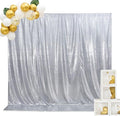 SquarePie Sequin Backdrop Curtain Not See Through Opaque Satin Photography Background for Wedding Patry 5FT x 7FT Silver