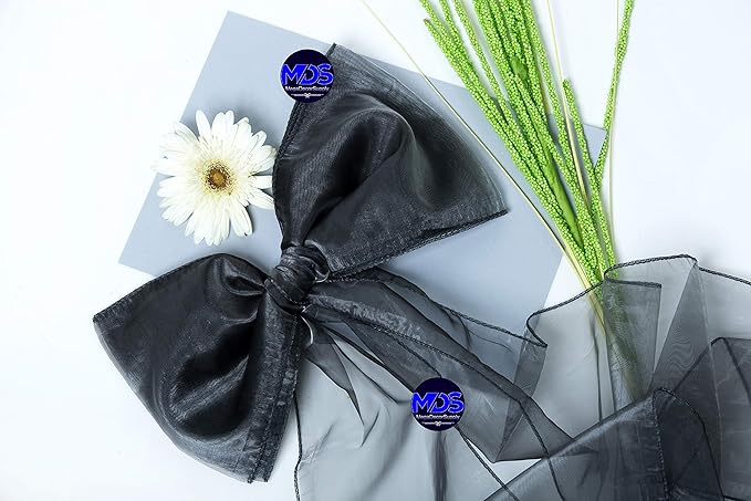 MDS Pack of 150 PCS Organza Chair Sashes Wider Dining Chair Bows Ribbon Tie Back for Wedding Party Birthday Bridal Shower Reception Event Banquet Home Chair Cover Decoration - Silver Gray