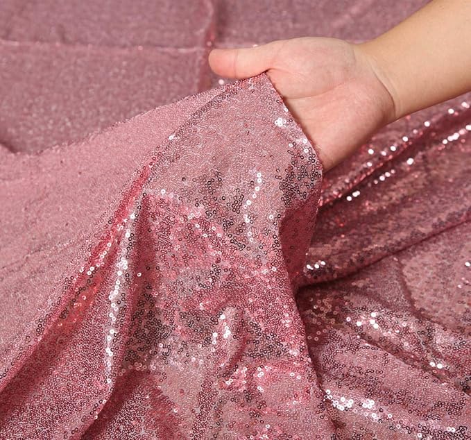 SquarePie Sequin Tablecloth 50 x 72 Inch Fuchsia Pink Sparkly Table Linen for Wedding Party