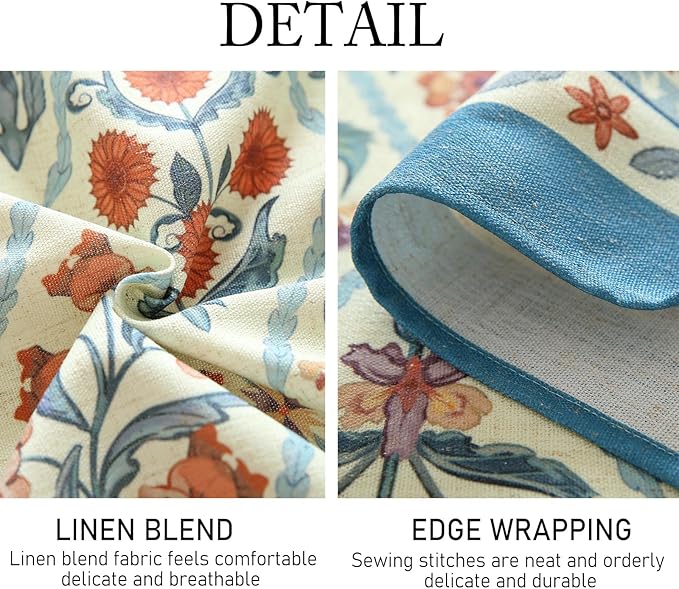 ISAENNE Designer Linen Elegant Small Round Tablecloth,Colorful Floral Bohemian Table Cloth,Wrinkle Resistant Decor Tablecloths for Dining Thanksgiving Kitchen Christmas,Diameter 55"-Floralsea A