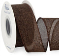 Ribbli Brown Burlap Wired Ribbon,1-1/2 Inch x 10 Yard, Wired Edge Ribbon for Big Bow,Wreath,Tree Decoration,Outdoor Decoration