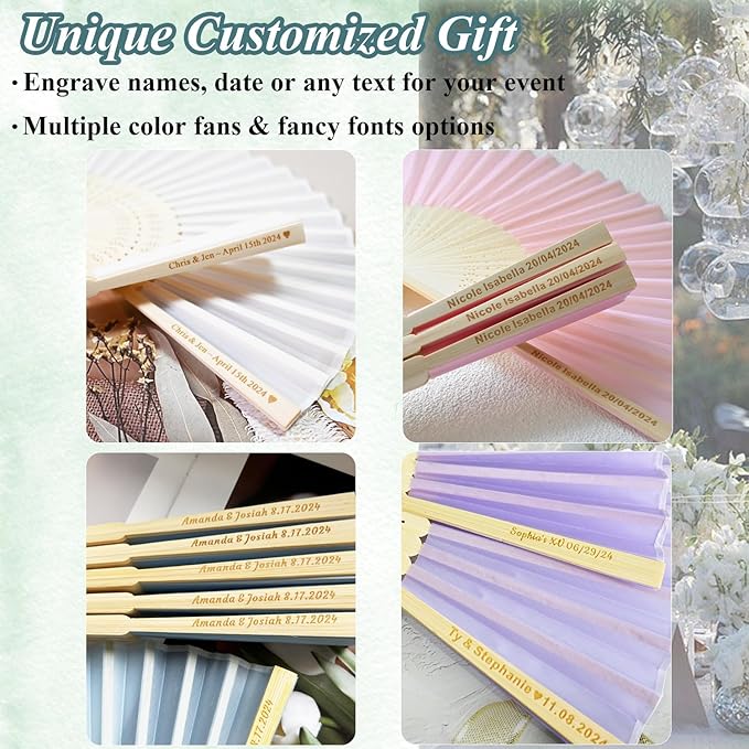 15 Sets Personalized Pink Hand Fans, Custom Engraved Folding Fans for Wedding Guests, Bamboo Folded Handheld Fan Wedding Fan Bridal Dancing Props Party Favors Bridal Shower Gifts