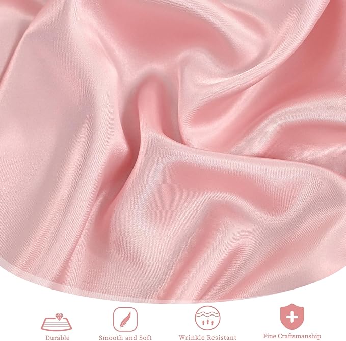 fani 12 Pack 108 Inch Rose Gold Satin Tablecloth - Premium Bright Silky Round Tablecloth Overlay Smooth Fabric Table Cover, Table Decoration for Wedding Party Banquet Events Restaurant Kitchen Dining