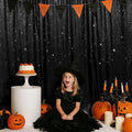 SquarePie Sequin Backdrop Less Transparent Background Sparkly Curtain for Wedding Halloween Party 6FT x 8FT Black