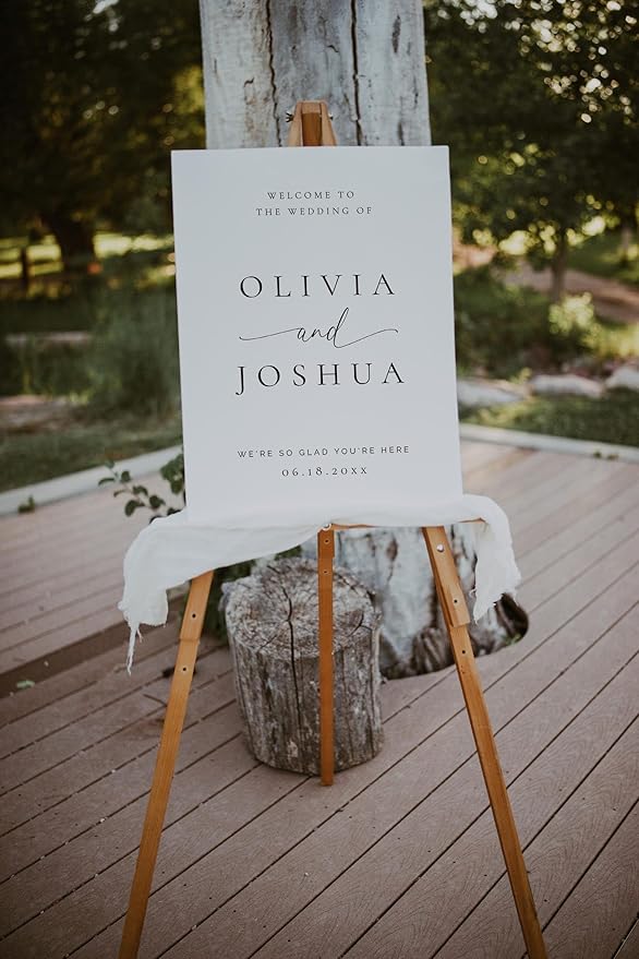 Welcome Wedding Signs, Elegant Wedding Sign Decorations Signage 12" X 18" (Small), 27" (Medium), 36" (Large), Plastic, Modern, Pole Mount, Weather
