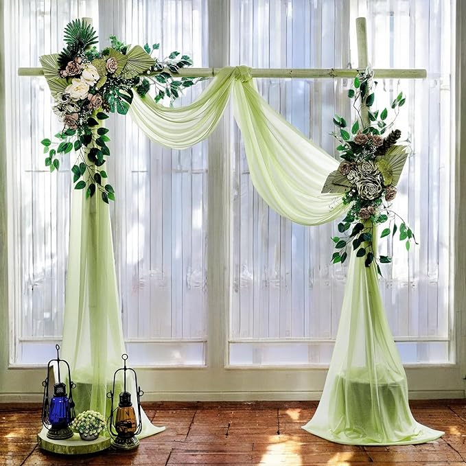 MDS Halloween Chiffon Draping Fabric - 1 Panel, 30" Wide x 20ft Long - Sheer Spooky Arbor & Canopy Drapery for Haunted House Backdrops, Party Ceilings, DIY Costumes & Themed Events - Sage Green