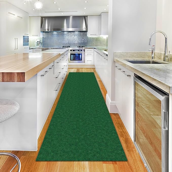 Ottomanson 2' x 19' Hallway Runner with Scraper Pile Extra Durable Non-Slip Rug Mat for Indoor & Outdoor Use - Ideal for Kitchen, Entryway, Patio & Garage - High-Traffic Carpet, Green
