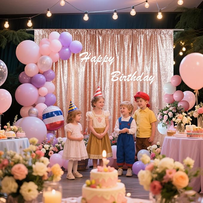 SquarePie Sequin Backdrop Not See Through Thick Background Glitter Curtain for Party 6FT x 6FT Rose Gold