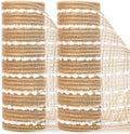 Ribbli Christmas Tree Ribbon Garland-2 Rolls Snowball Natural Burlap Mesh,10 inch x 30 feet(10Yard), Christmas Ribbon for Wreath Swags and Tree