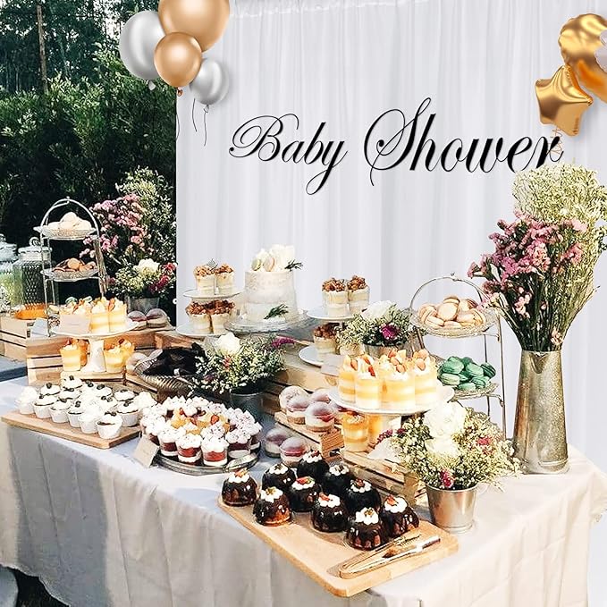 White Backdrop Curtain for Wedding Decor Holiday Party - White Wedding Backdrop Polyester Photography Backdrop Drapes Baby Shower Birthday Privacy Sliding Curtains Home Decor, 5ft x 8ft, 2 Panels