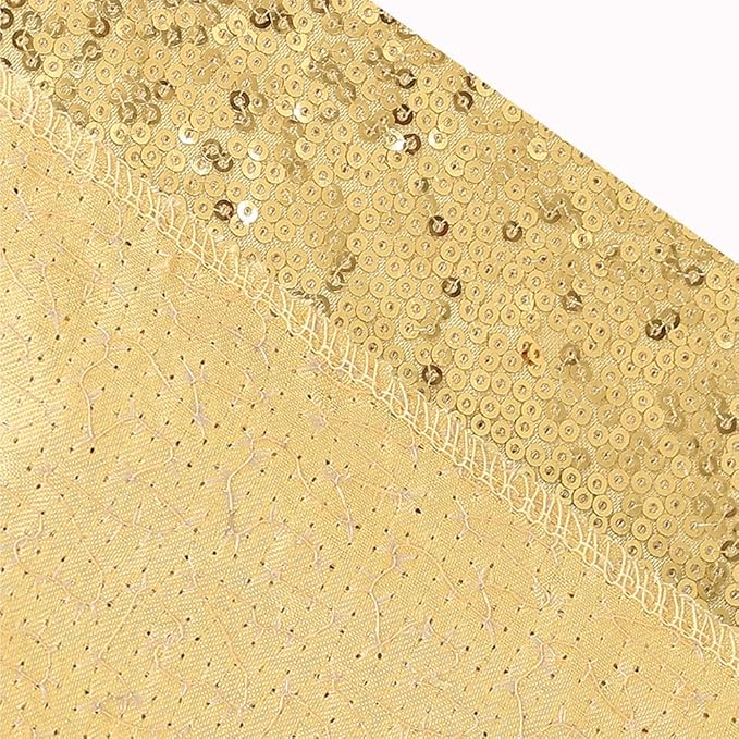 SquarePie Sequin Backdrop Curtain Less See Through Thick Background for Party 4FT x 8FT Gold