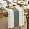 Artoid Mode Dark Grey Farmhouse Rustic Table Runner, Seasonal Holiday Hollow Kitchen Dining Table Decoration for Home Party Decor 12x108 Inch