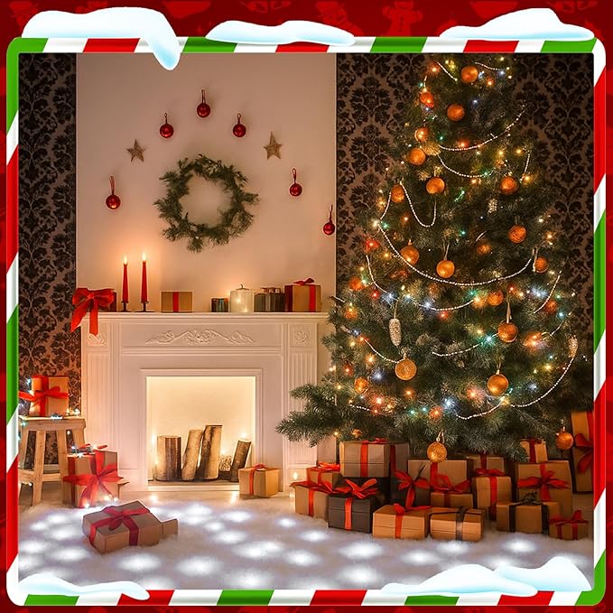 VIHOSE Christmas Snow Blanket with LED Lights String Pre Lit Artificial Fake Snow Blanket Roll Lighted Table Runner for Christmas Tree Village Display Winter Holiday Decor(White Light,59'' X 16'')
