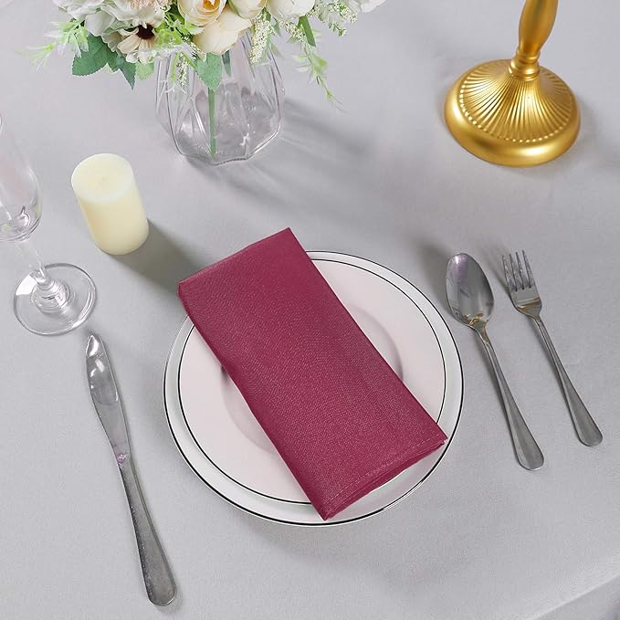 Cloth Napkins 20x20 inch Washable Polyester Dinner Napkins Soft Table Napkins for Wedding Party Dining Banquet(Burgundy,50PCS)