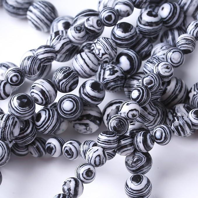 Black Peacock Turquoise Stone Beads Gemstone Round Crystal Energy Jade Beads Stone Beads for Jewelry Making DIY Bracelet Necklace Jewelry Making 1 Strand 15.5inch 60PCS 6MM