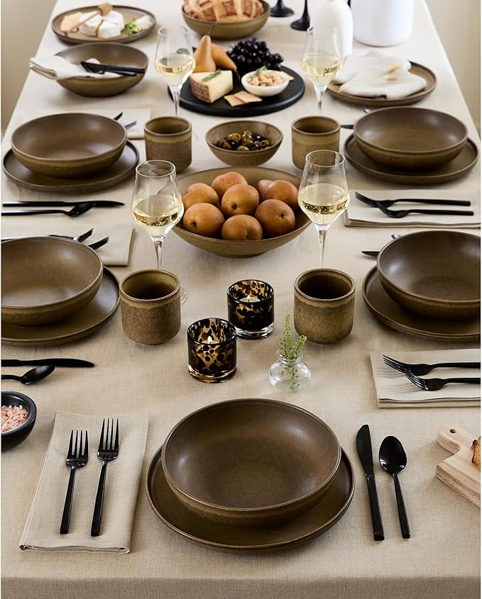 Solino Home Linen Natural Tablecloth 60 x 108 Inch - 100% Pure Linen Rectangular Tablecloth - Machine Washable Table Cloth for Fall, Autumn, Thanksgiving, Christmas, Holiday - Fete