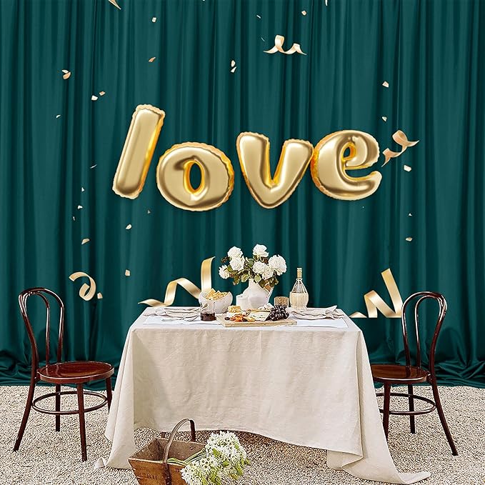 MEETSKY Hunter Green Backdrop Curtains for Parties Wedding Curtains Rod Pocket Green Photo Curtains Backdrop Sliding Drapes Backdrop Curtains for Birthday Party Photography, 5ft x 7ft, 2 Panels