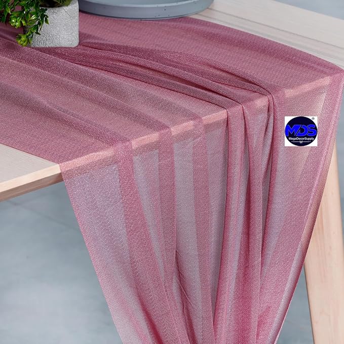 MDS Halloween Chiffon Table Runner - 1 Pack, 29 x 170 Inches, 14ft Each - Sheer Spooky Table Runners for Haunted House Parties, Trick-or-Treat Tables, Witchy Décor, Wedding & Events - mauva