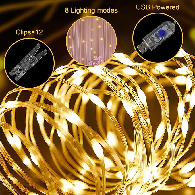 Fomcet Dusty Rose Tulle Backdrop Curtains with Lights String 10FT X 8FT Sheer Curtain with Lights Tulle Curtains Backdrop for Wedding Birthday Party Photo Shoot (2 Panels 5x8FT)