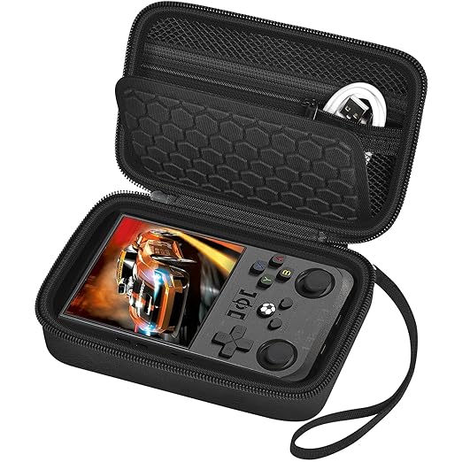 casmilee Retro Gaming Console Case for R36MAX Game Consoles, Handheld Gameboy Video Emulator Storage Holder Organizer, Portable Carrying Bag for USB Cables, SD Cards and Batteries (Box Only)