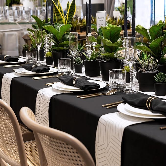 sancua 6 Pack Black Tablecloth 60 x 120 Inch, Rectangle Table Cloth for 8 Feet Tables - Stain and Wrinkle Resistant Washable Polyester Table Cover for Dining Tables, Buffet Parties and Camping