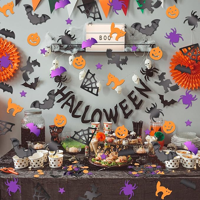 MARFOREVER Halloween Confetti Glitter Table Decorations Party Scatter Table Sprinkles Bats Spider Pumpkin for Halloween Party Supplies Decor