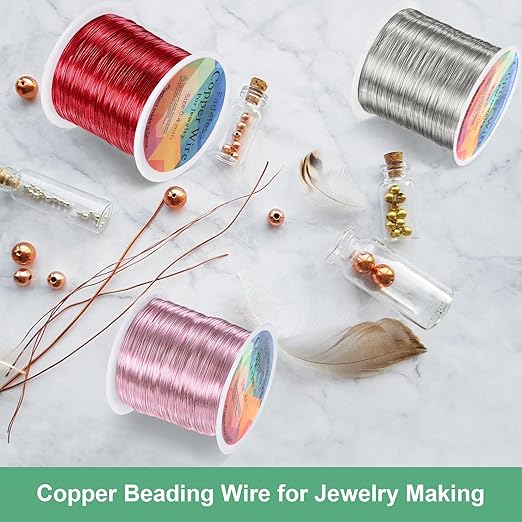 0.2mm Jewelry Wire, 32 Gauge 328FT Craft Wire Copper Beading Wire for Jewelry Making/Planting/Weaving/DIY Crafting, Soft Metal Wires [100M, Rose Golden]