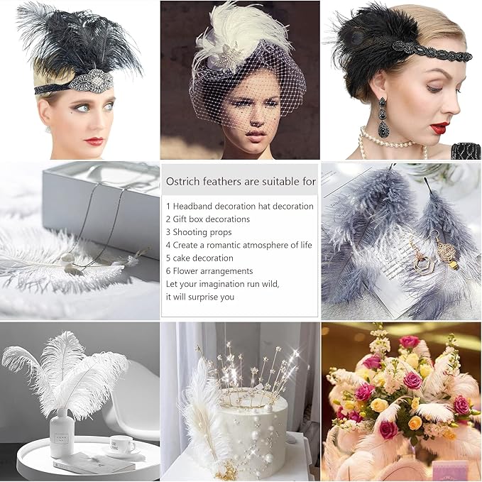 THARAHT 24pcs Purple Ostrich Feathers Natural Bulk 10-12Inch 25cm-30cm for Wedding Party Centerpieces Easter Gatsby and Home Decorate Ostrich Feather