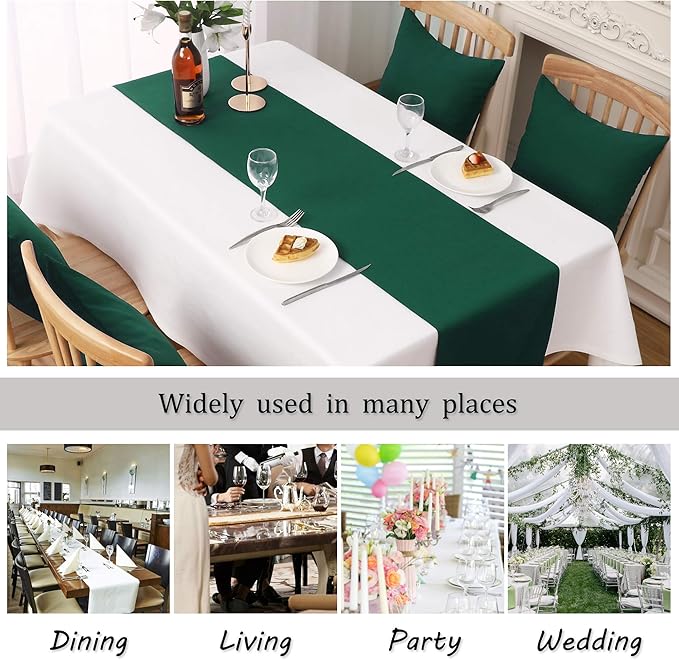Dark Green Table Runner 14x72 Inch Solid Color Thick Polyester Decorative Cloth Handcrafted for Wedding Party Birthday Graduations Hotel Restaurant Banquet Catering Services Event Forest Green