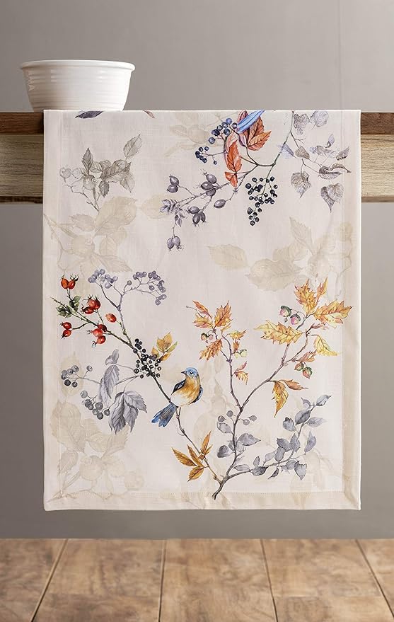 Maison d' Hermine Table Runner 100% Cotton Single Layer Table Runners 48 inches Long for Thanksgiving Christmas Decorations Home Kitchen Dining Party Wedding (Equinoxe - Beige, 14.5" x 48")