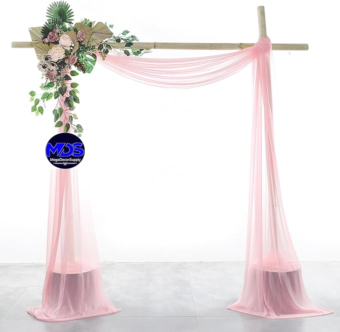 MDS Halloween Chiffon Draping Fabric - 1 Panel, 30" Wide x 100ft Long - Sheer Spooky Arbor & Canopy Drapery for Haunted House Backdrops, Party Ceilings, DIY Costumes & Themed Events - Blush Pink