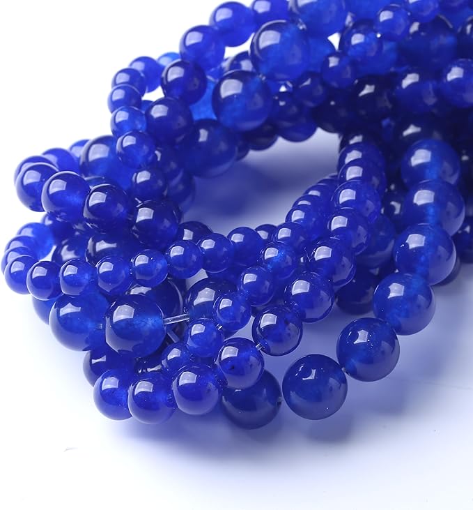 Mysterious Blue Chalcedony Stone Beads Gemstone Round Crystal Energy Jade Beads Stone Beads for Jewelry Making DIY Bracelet Necklace Jewelry Making 1 Strand 15.5inch 35PCS 10MM