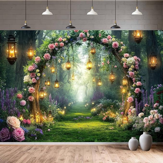 9x6ft Purple Flower Wedding Photography Backdrop Lavender Floral Wedding Bridal Photography Backdrop Anniversary Birthday Baby Shower Girl Party Banner Photo Booth Props Background Wall Decor
