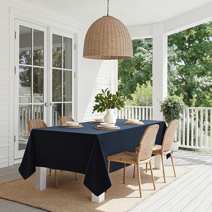 MIULEE Navy Blue Linen Tablecloth 60x84 Inch Rectangle Table Cloth Waterproof,Stain Resistant & Wrinkle Resistant for Dining Party Wedding