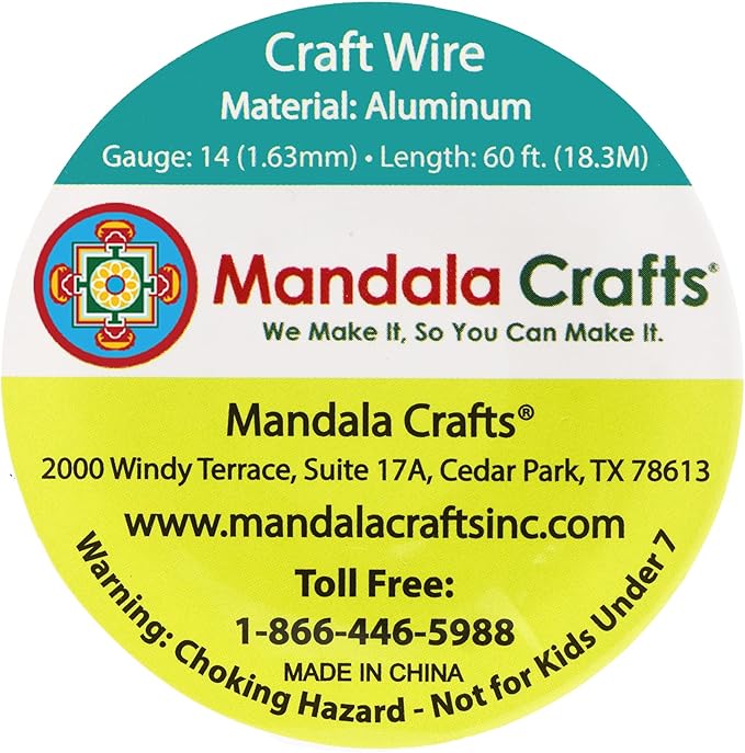 Mandala Crafts 14 Gauge Anodized Aluminum Craft Wire for Jewelry Making - 60 FT Colored Flexible Black Wire - Bendable for Bonsai Armature Crafting Sculpting