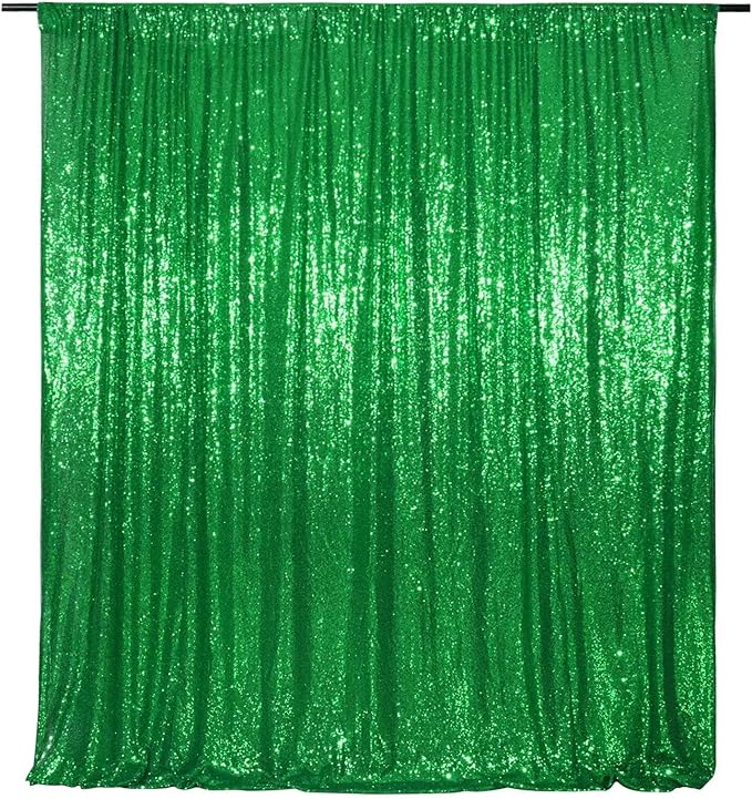 Eternal Beauty Green Sequin Backdrop, 20x10 Ft Glitter Background Curtains for Christmas Shimmer Photography Party Wedding Birthday Back Drop Decor