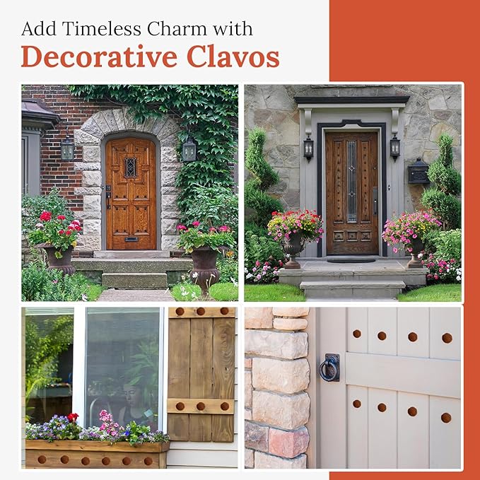10 Pack 2" Round Head Iron Clavos Decorative Nails – Rusted – Handmade Rustic Round Fasteners for Farmhouse Shutters, Faux Wood Beams, Barn Doors, Shutters, Gates – Ornamental Wood Accent