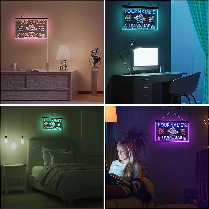 ADVPRO Personalized Your Name Custom Home Bar Beer Established Year Dual Color LED Neon Sign Green & Yellow 24 x 16 Inches st6s64-p1-tm-gy