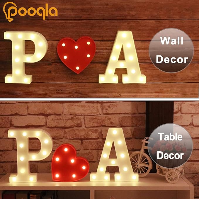 Pooqla LED Marquee Letter Lights Sign, Light Up Alphabet Letter for Home Party Wedding Decoration X