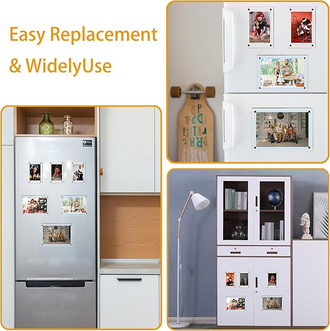 10 Pack-Polaroid Magnets for Refrigerator Acrylic Fridge Magnetic Frame 2.36 x 3.54 Inch Clear Picture Frames for-Polaroids-Fujifilm-instax Mini Film(10pcs Clear, 2.36x3.54 inch)