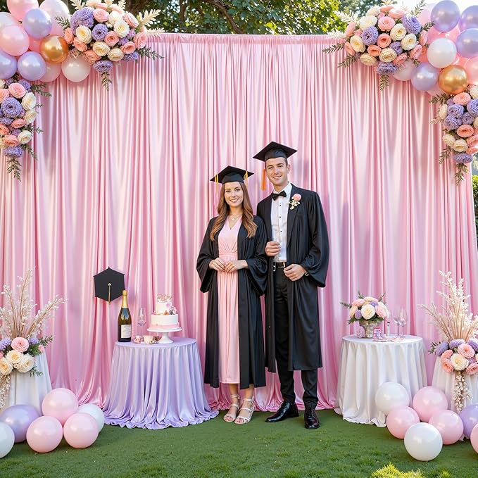 Pink Glitter Backdrop Curtain for Parties Wedding,10Ft x 10Ft Satin Shimmer Photo Backdrop,Non-Wrinkle Sparkle Drapes for Backdrop,Back Drop for Photography, Birthdays,Weddings,Prom