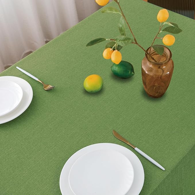 NLMUVW Olive Green Linen Tablecloth Square Tables, Water Resistant Textured Natural Table Cloth Farmhouse Table Cover for Kitchen Dining Coffee, 54 x 54 Inch
